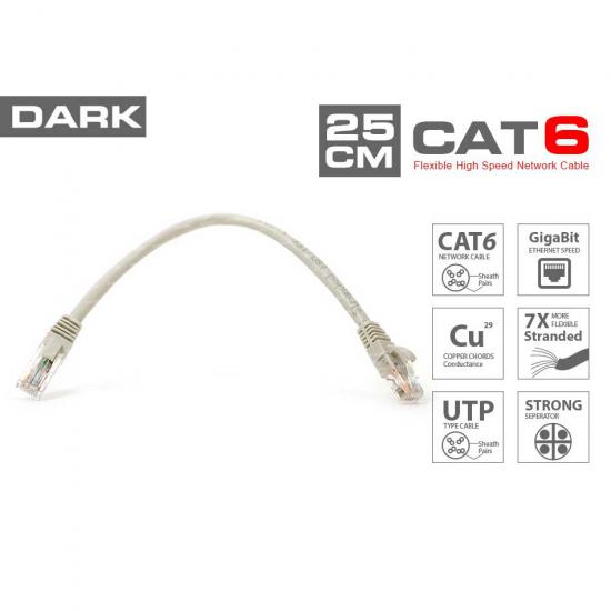 Dark DK-CB-NT6U25G 25CM Patch Kablo Gri