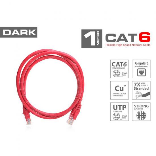 Dark DK-CB-NT6U100R 1MT Patch Kablo Kırmızı