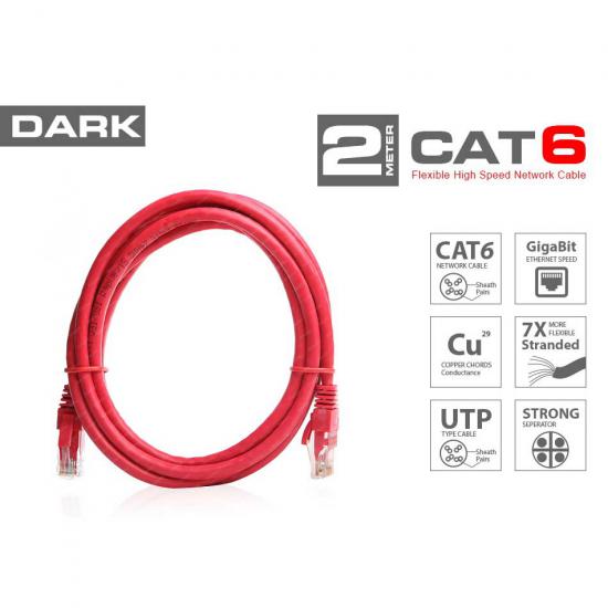 Dark DK-CB-NT6U200R 2MT Patch Kablo Kırmızı 