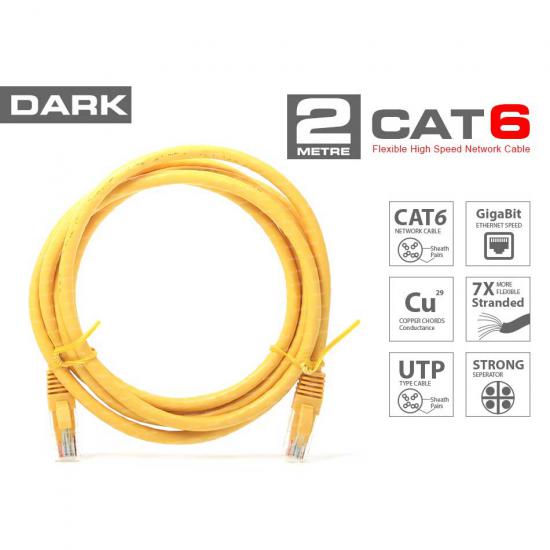 Dark DK-CB-NT6U200Y 2MT CAT6 Patch Kablo Sarı