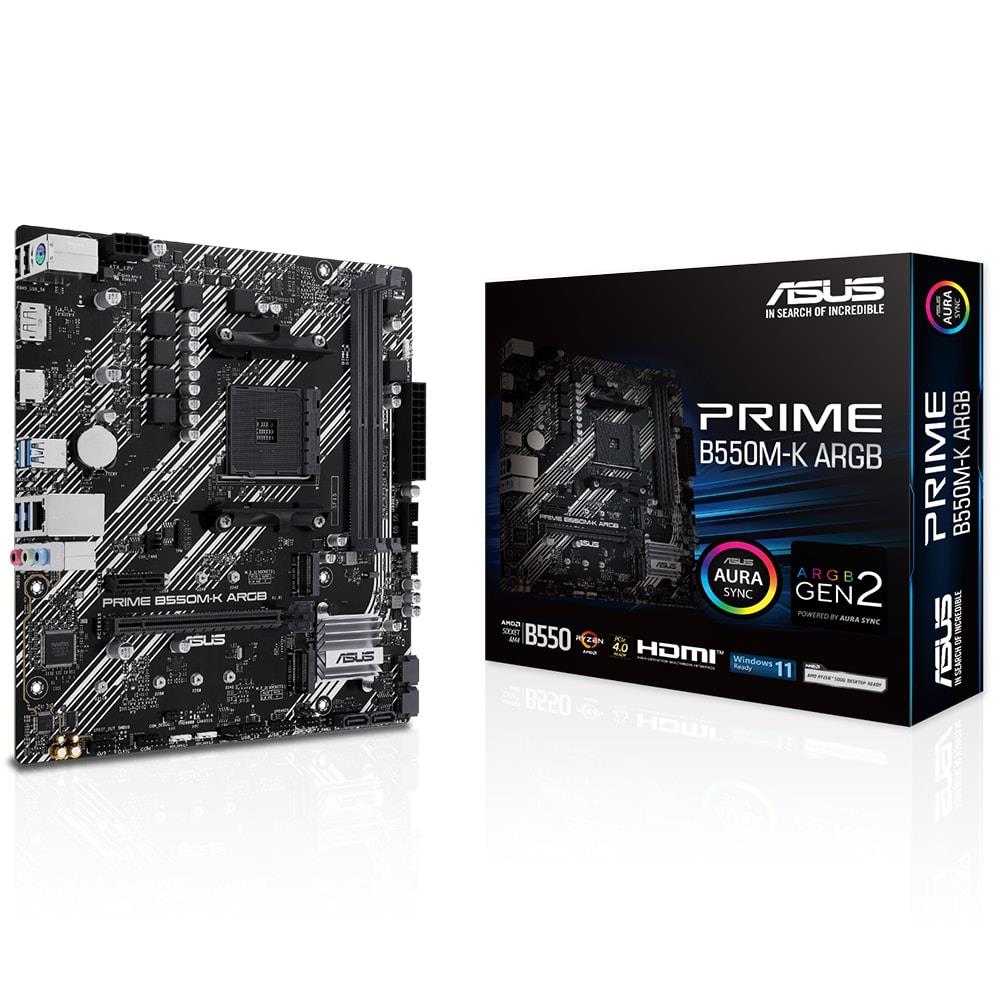 Asus Prime B550M-K Argb 5100Mhz (OC) Ddr4 Soket Am4 M.2 Hdmi mATX Anakart