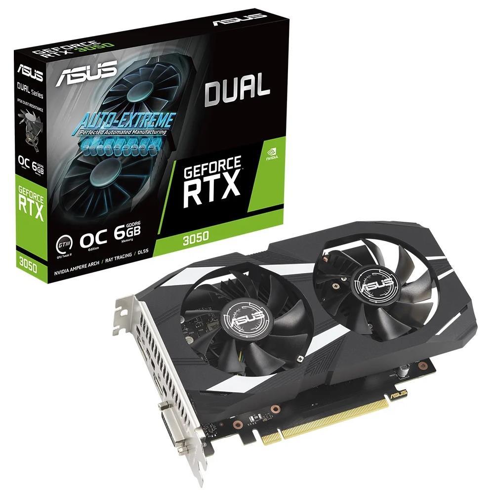 Asus Dual GeForce RTX 3050 OC DUAL-RTX3050-O6G NVIDIA 6Gb Gddr6 96Bit DX12 Gaming Ekran Kartı