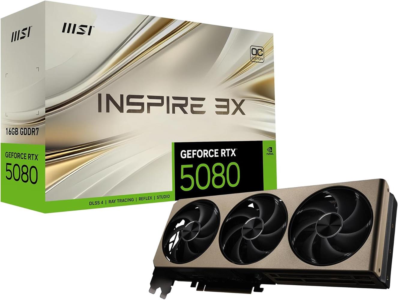 Msi GeForce RTX5080 16G Inspire 3X OC 16Gb Gddr7 DPx3 HDMIx1 DLSS 4 Ekran Kartı
