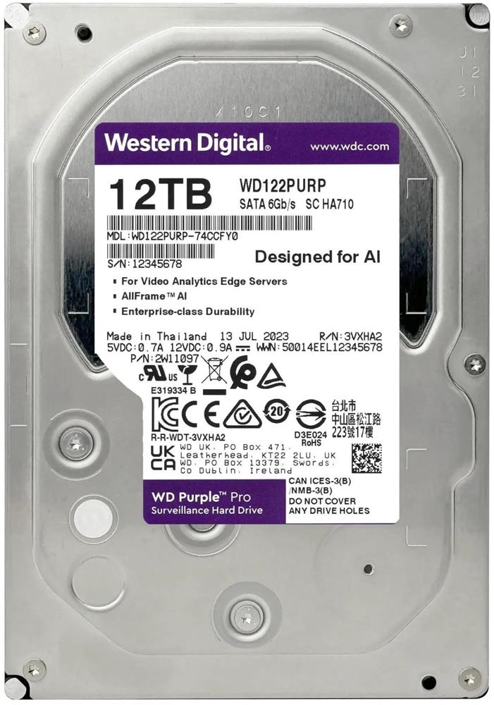 Wd 12Tb Purple Pro WD122PURP 7200 Rpm 512Mb Cache Sata 6.0Gb-s 3.5’’ Harddisk (Boğaziçi Garantili)