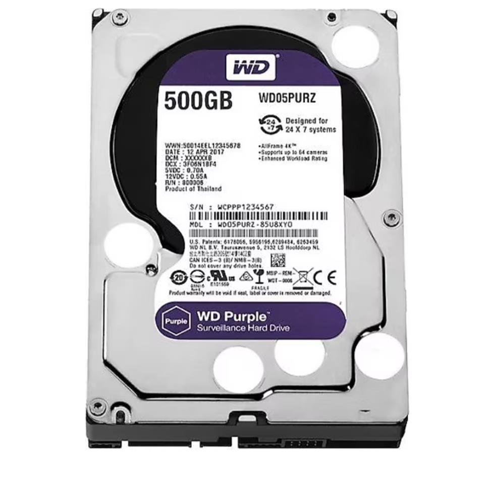 Wd 500Gb Purple WD05PURZ 3.5’’ 5400 Rpm Sata 3 Harddisk