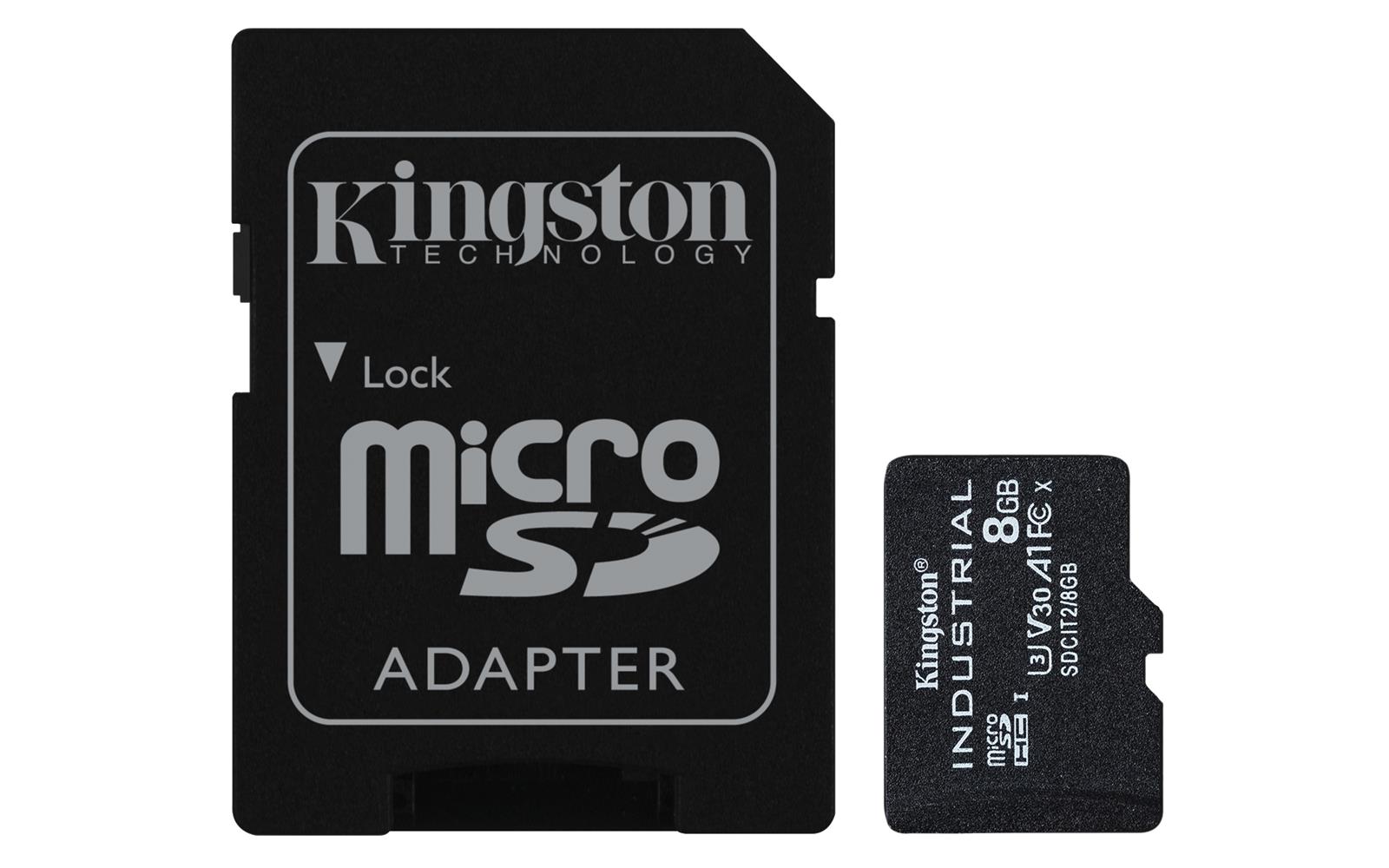 Kingston SDCIT2-8GB 8GB Micro SDHC Industrial C10 A1 pSLC Card + SD Adapter Hafıza Kartı