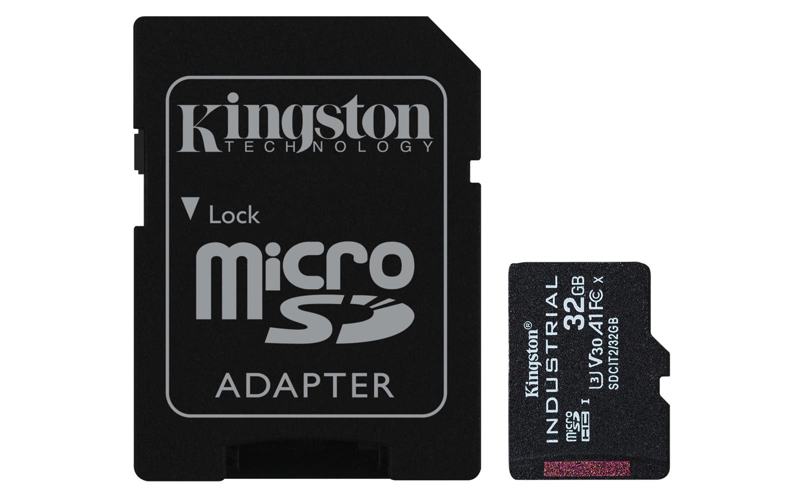 Kingston SDCIT2-32GB 32Gb microSDHC Industrial C10 A1 pSLC Card + Sd Adapter Hafıza Kartı