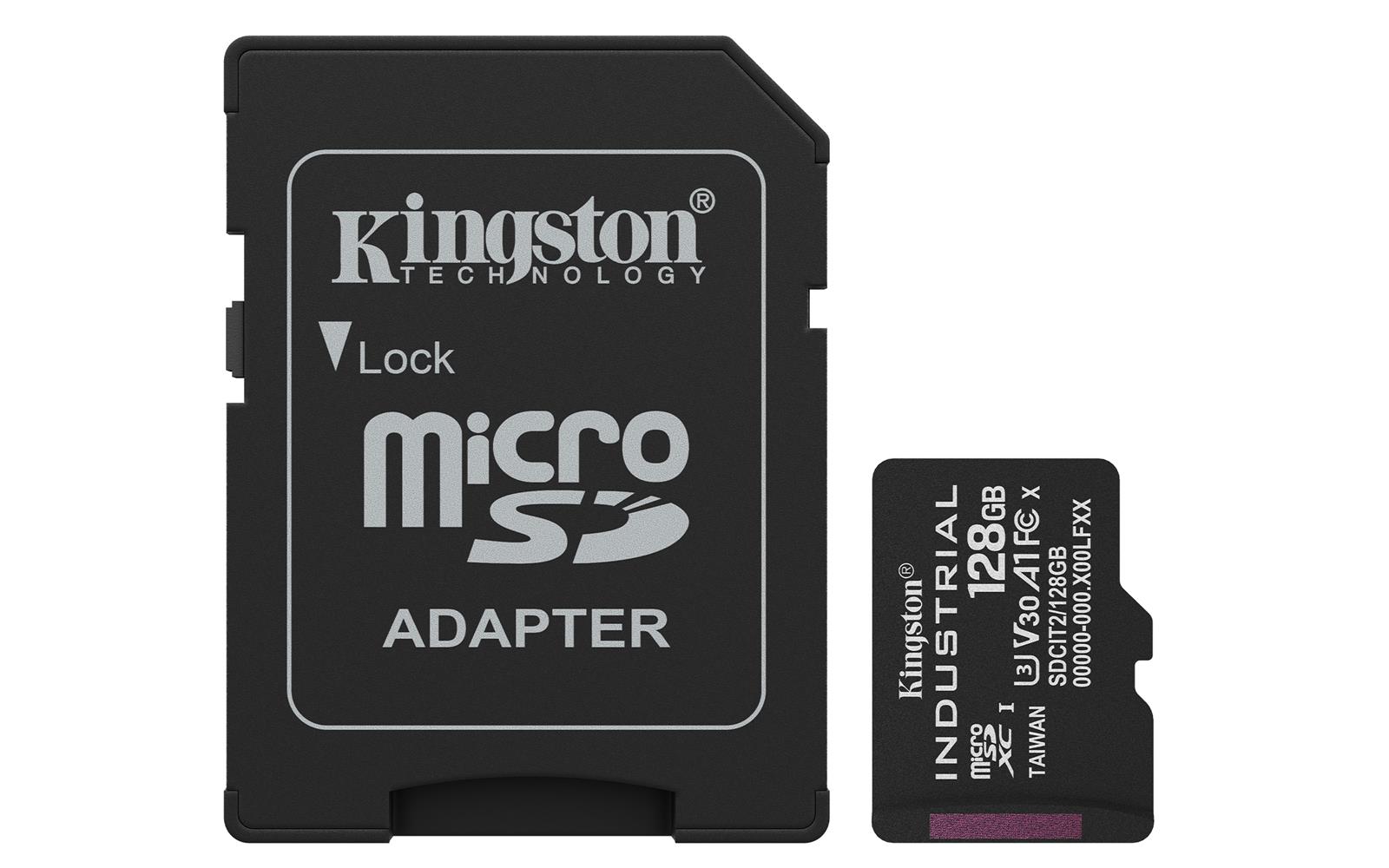 Kingston SDCIT2-128GB 128 GB microSDXC Industrial C10 A1 pSLC Card + SD Adapter Hafıza Kartı