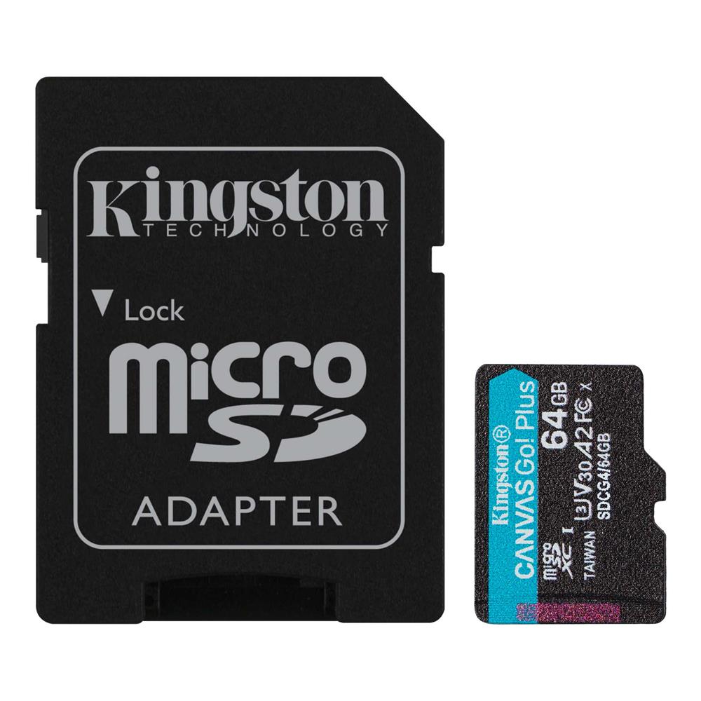 Kingston SDCG4-64GB 64 Gb microSDXC Canvas Go Plus Gen4 200MB-s A2 U3 V30 Card + ADP Hafıza Kartı