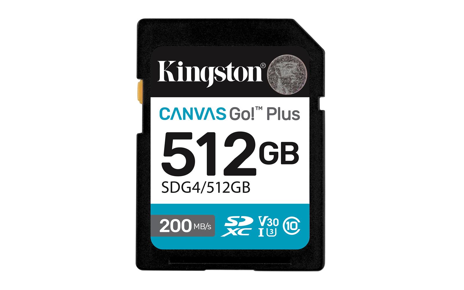 Kingston SDG4-512GB 512 Gb SDXC Canvas Go Plus Gen4 200MB-s C10 UHS-I U3 V30 Hafıza Kartı