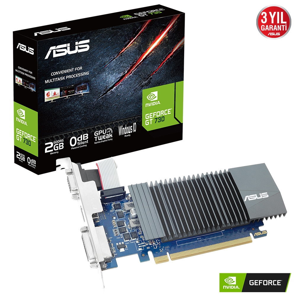 Asus GT730-SL-2GD5-BRK GT730 2 Gb Ddr5 64Bit Vga/Dvı/Hdmı 16X DX12 Ekran Kartı