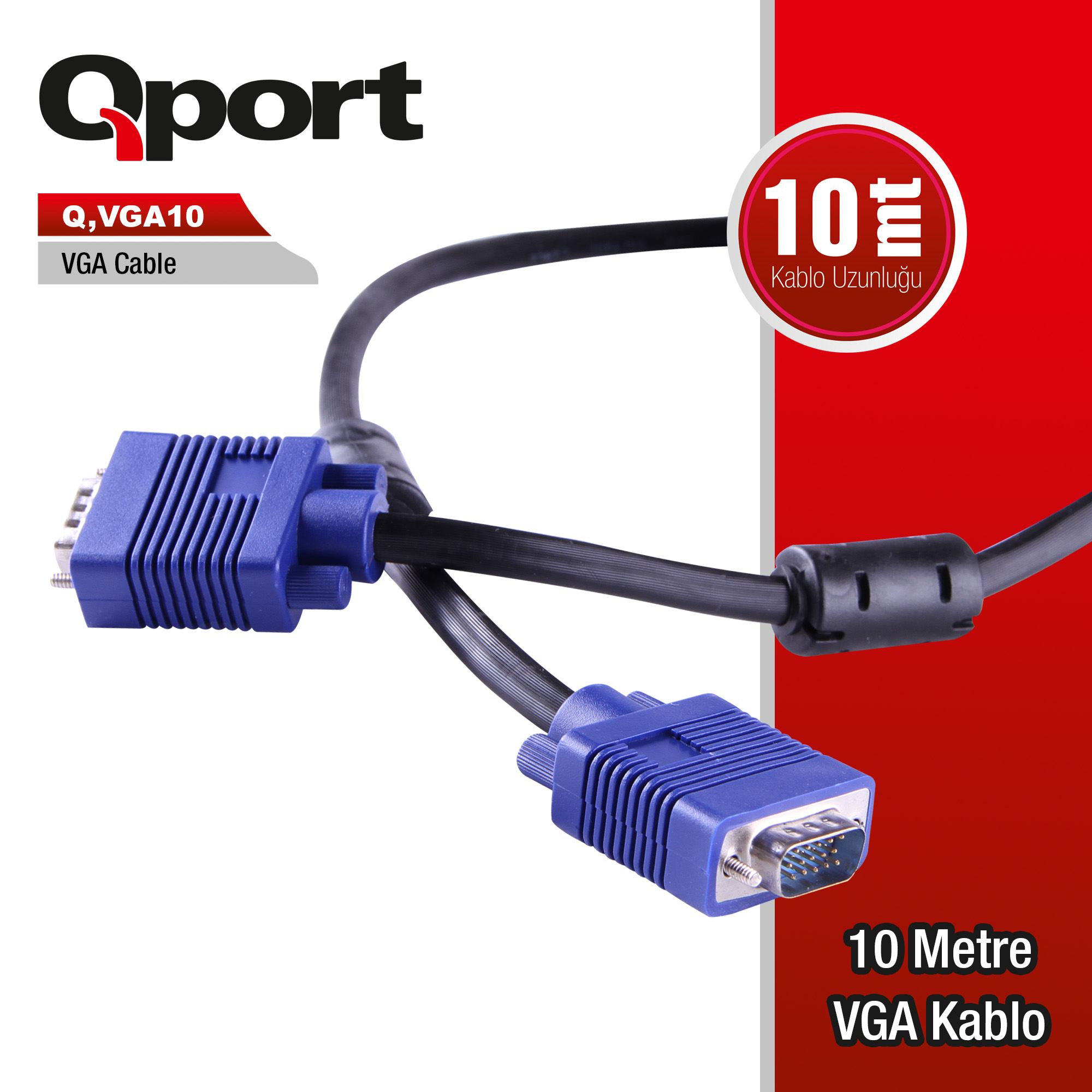 Qport Q-VGA10 10mt Vga Kablo