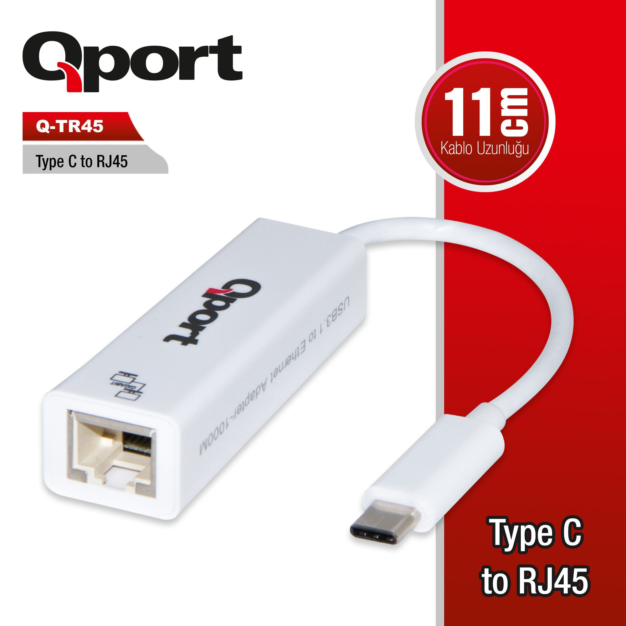 Qport Q-TR45 type-c to RJ45 Gigabit Ethernet Çevi̇ri̇ci̇