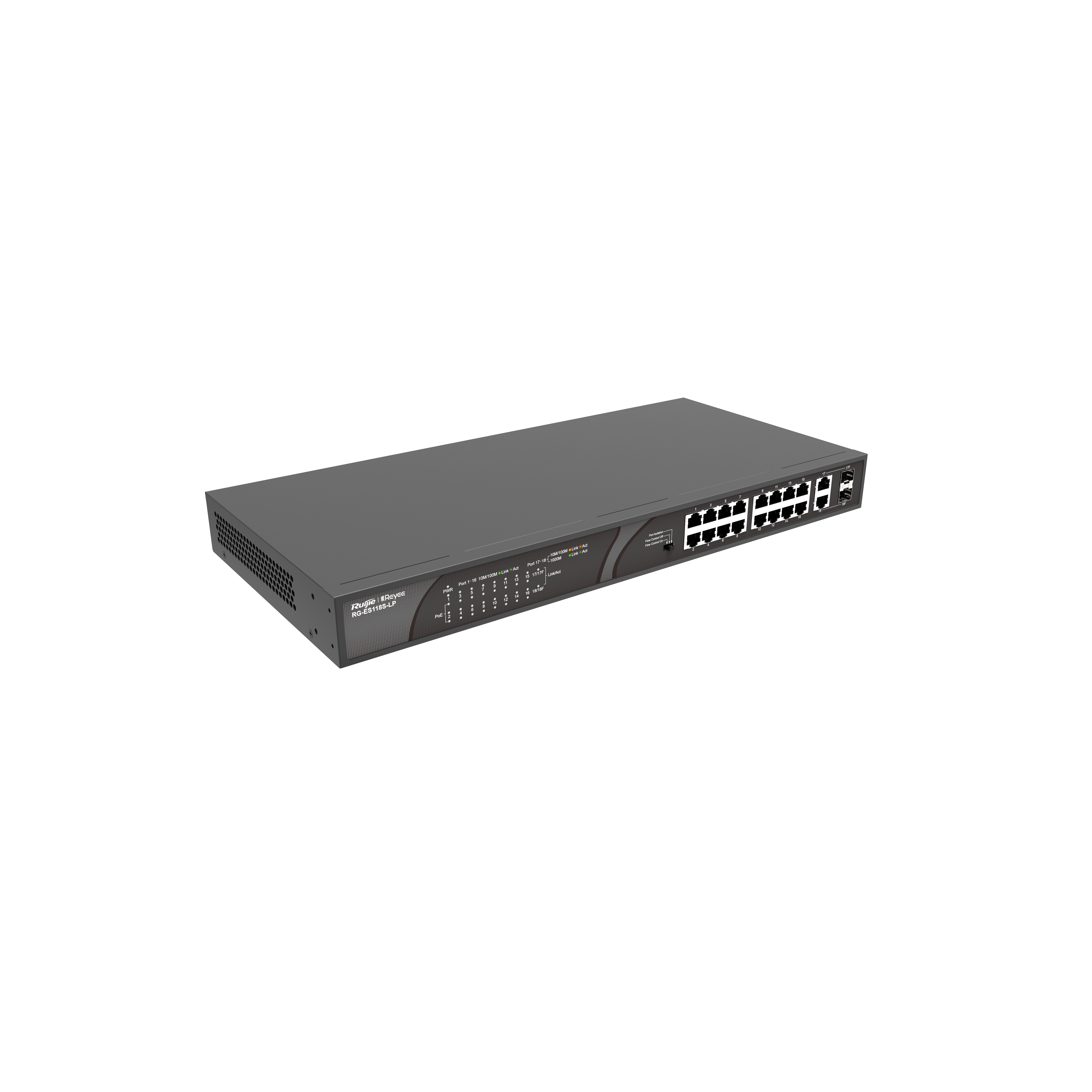 Ruijie Reyee RG-ES118S-LP 16 Port 10/100 16 Port Poe 2 X Combo Uplink 120W Yonetilemez Rack Mount Switch
