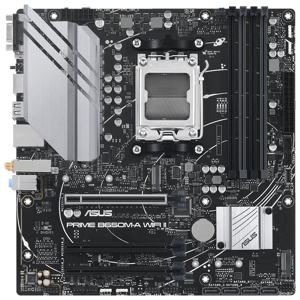 Asus Prime B650m-a Wifi Ii Amd B650 Am5 Ddr5 6400 Dp Hdmi Vga 2x M2 Usb3.2 Ax Wifi-bt Aura Rgb 2.5Gbit Lan Matx Asus 5x Protection Iii Bios Flashback