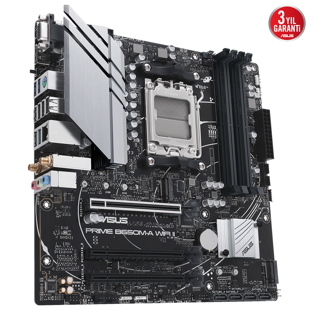 Asus Prime B650m-a Wifi Ii Amd B650 Am5 Ddr5 6400 Dp Hdmi Vga 2x M2 Usb3.2 Ax Wifi-bt Aura Rgb 2.5Gbit Lan Matx Asus 5x Protection Iii Bios Flashback