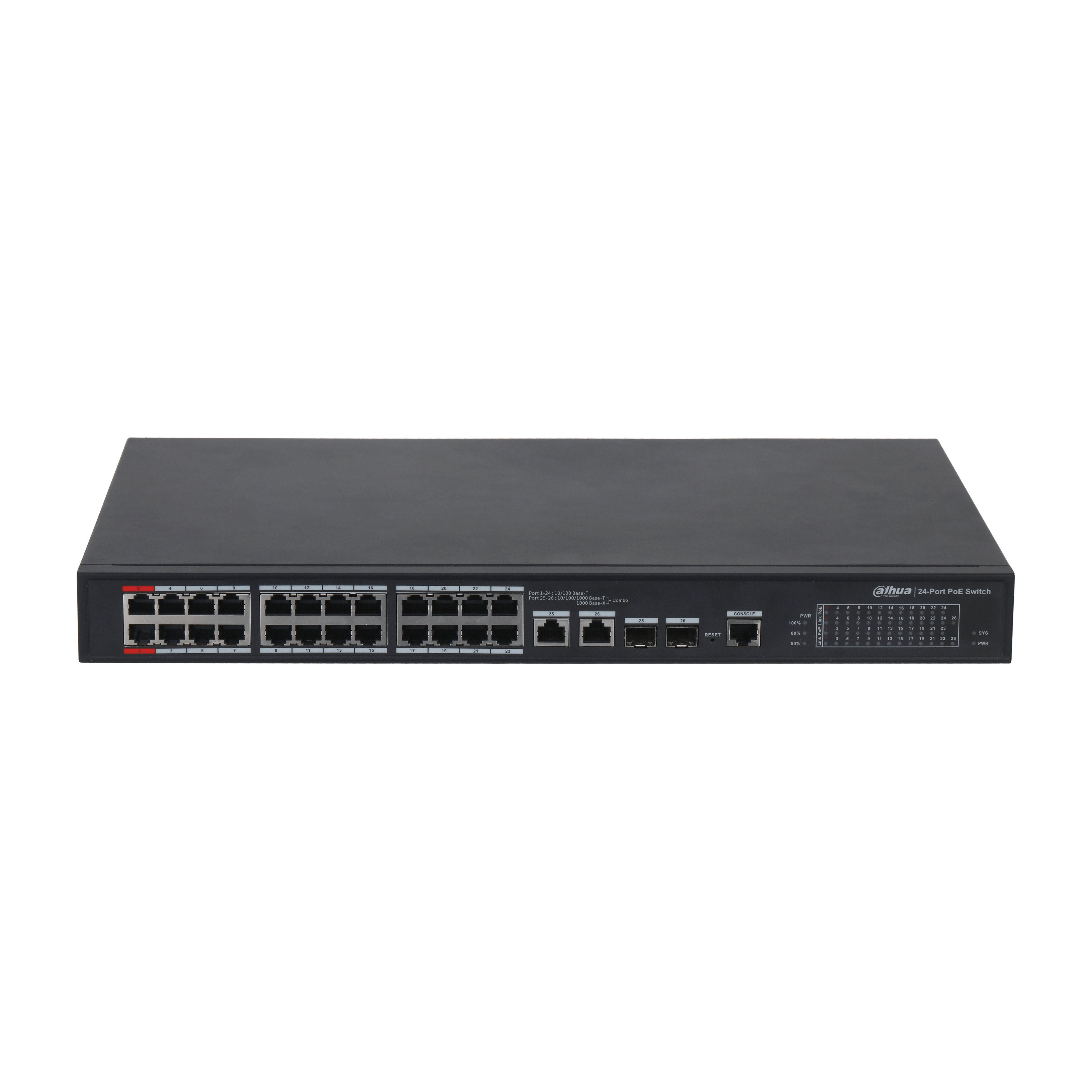 Dahua PFS4226-24ET-360-V3 24 Port Poe 10/100 2xSfp 360W Yönetilebilir Switch