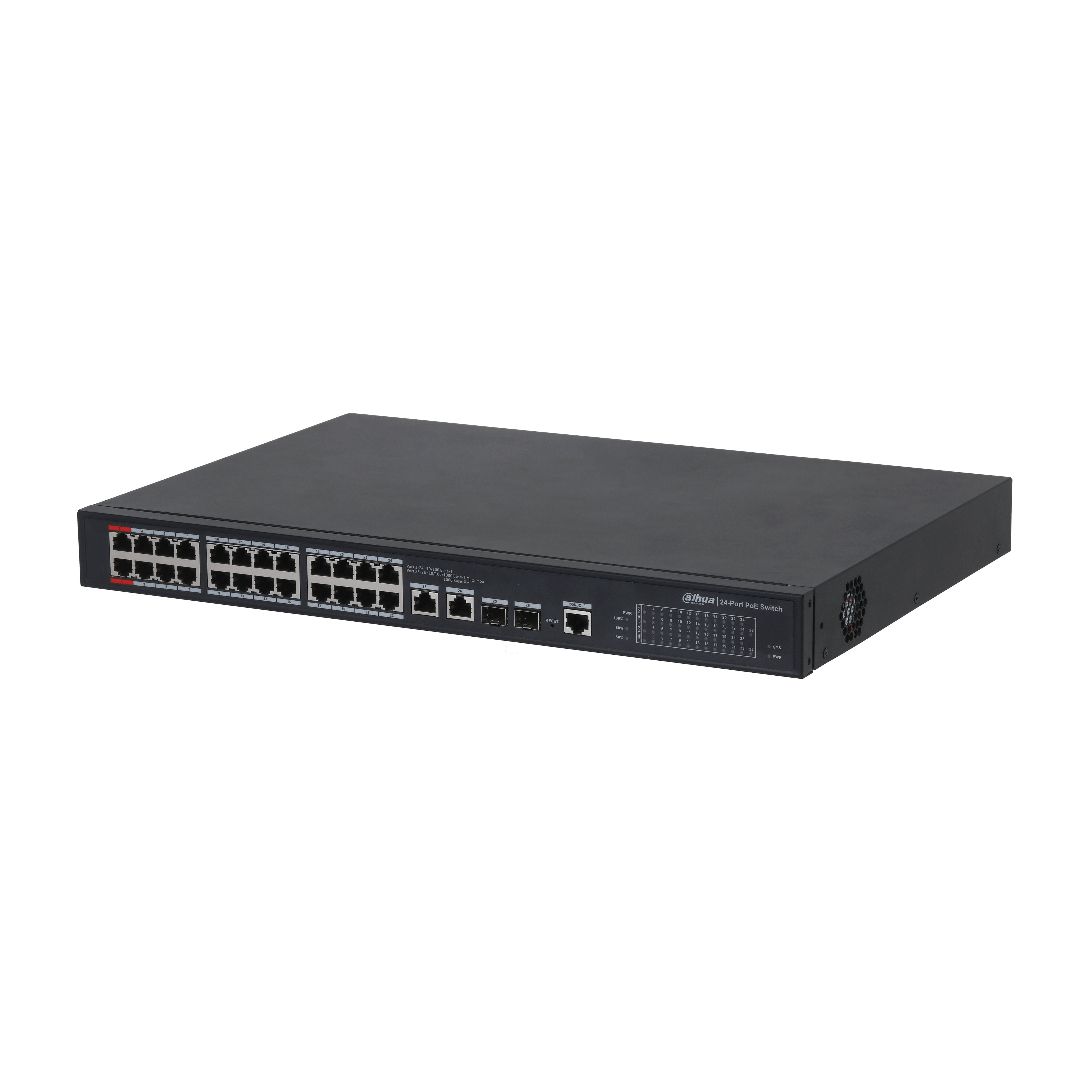 Dahua PFS4226-24ET-360-V3 24 Port Poe 10/100 2xSfp 360W Yönetilebilir Switch