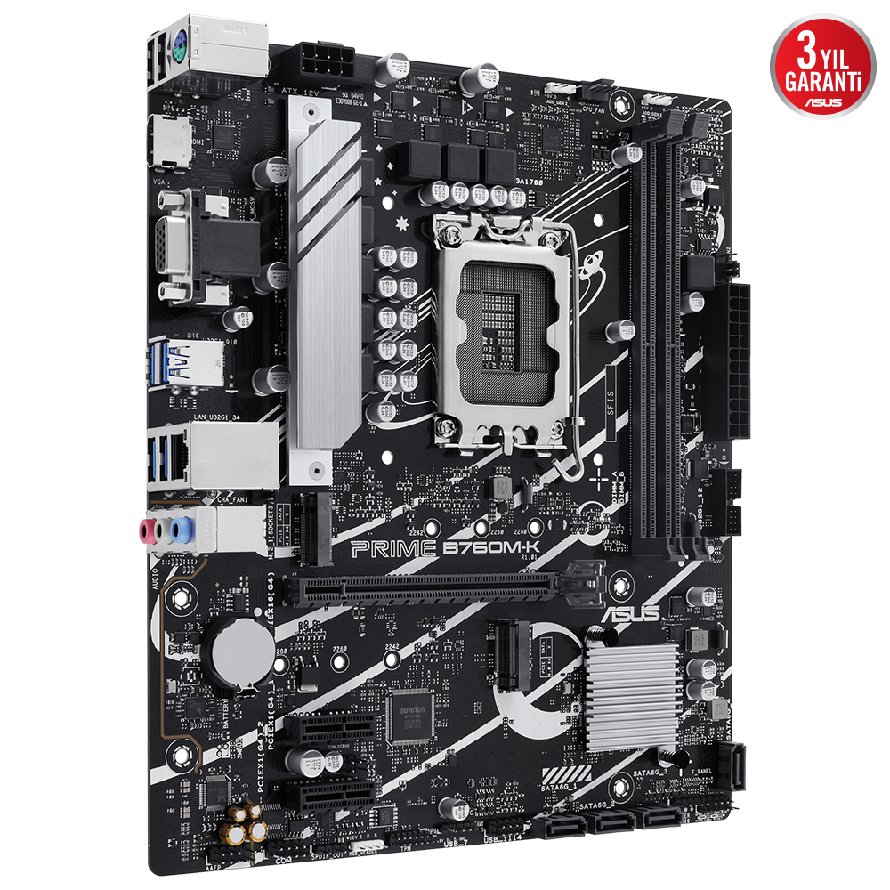 Asus Prime B760M-K 2xDdr5 Vga Hdmi 2xM.2 1xGlan 1700P (12.Gen 13.Gen) Anakart