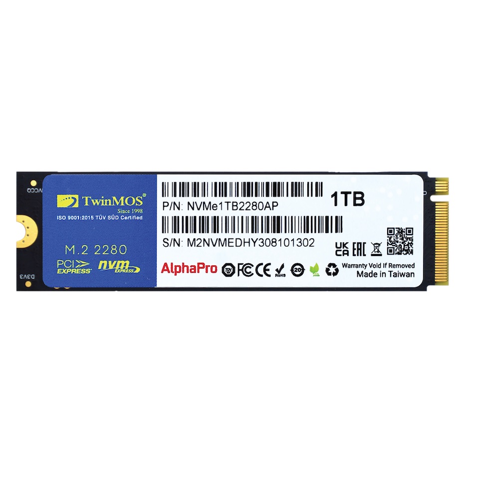 Twinmos NVMe1TB2280AP 1 Tb 3600/3250Mb/s M2 Pcie Gen3 Nvme Ssd 3D-Nand