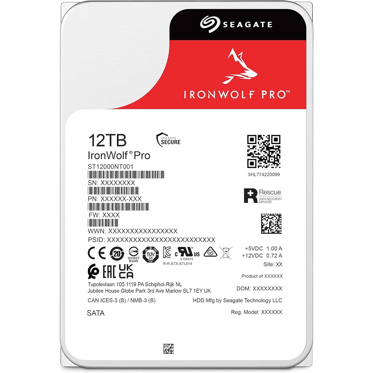 Seagate Ironwolf Pro ST12000NT001 12Tb 7200Rpm 256Mb Sata3 6Gbit/sn Nas Hdd