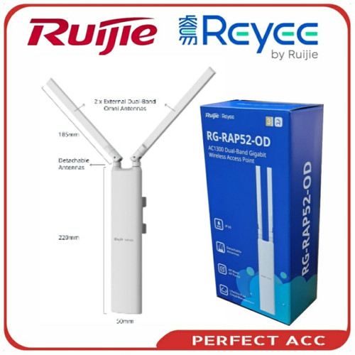 Ruijie Reyee RG-RAP52-OD Wi-fi 5 AC1300 1 Port Gigabit 2X2 Mu-Mimo 2.4/5GHz Poe Adaptörsüz Outdoor Omni Anten