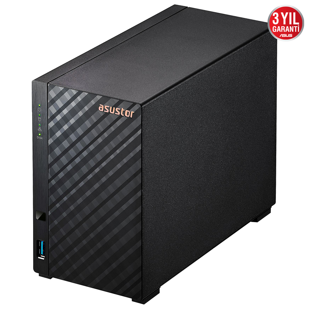 Asustor AS1102TL 1 Gb Ddr4 2 Bay (2x 22Tb Desteği) Realtek RTD1619B Nas Depolama Ünitesi