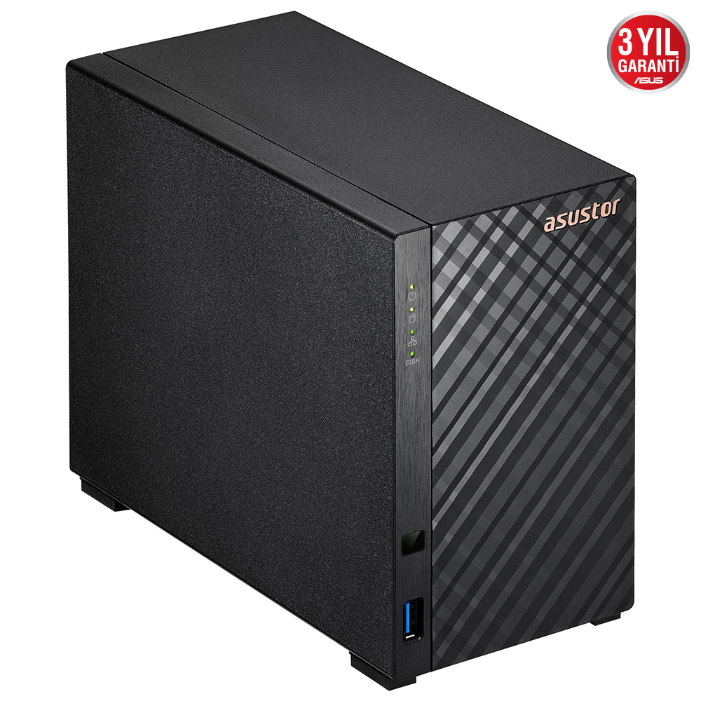 Asustor AS1102TL 1 Gb Ddr4 2 Bay (2x 22Tb Desteği) Realtek RTD1619B Nas Depolama Ünitesi