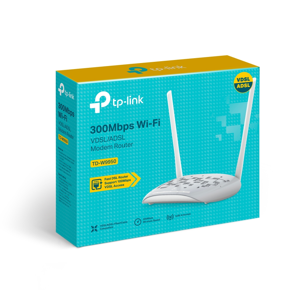 Tp-link TD-W9950 300Mbps 4 Port 2 Anten 5DBI Kablosuz VDSL2/ADSL2+ Modem Router