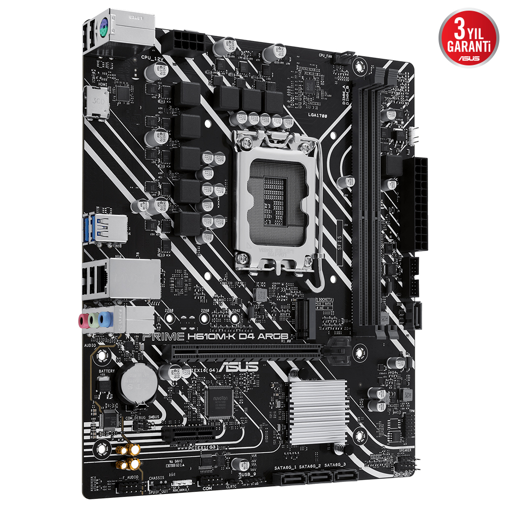 Asus Prime H610M-K D4 Argb 2xDDR4 Vga/Hdmı 1xM.2 1xGLAN 1700P Anakart