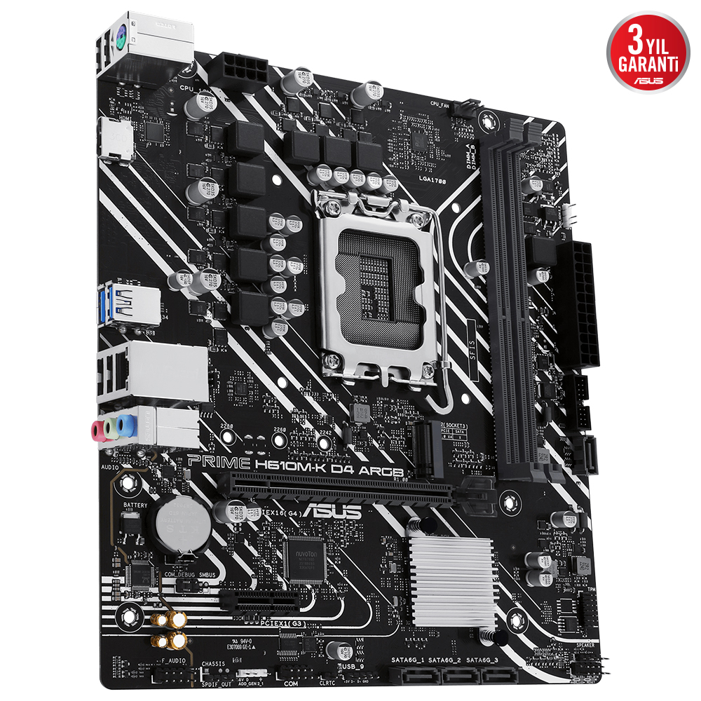 Asus Prime H610M-K D4 Argb 2xDDR4 Vga/Hdmı 1xM.2 1xGLAN 1700P Anakart