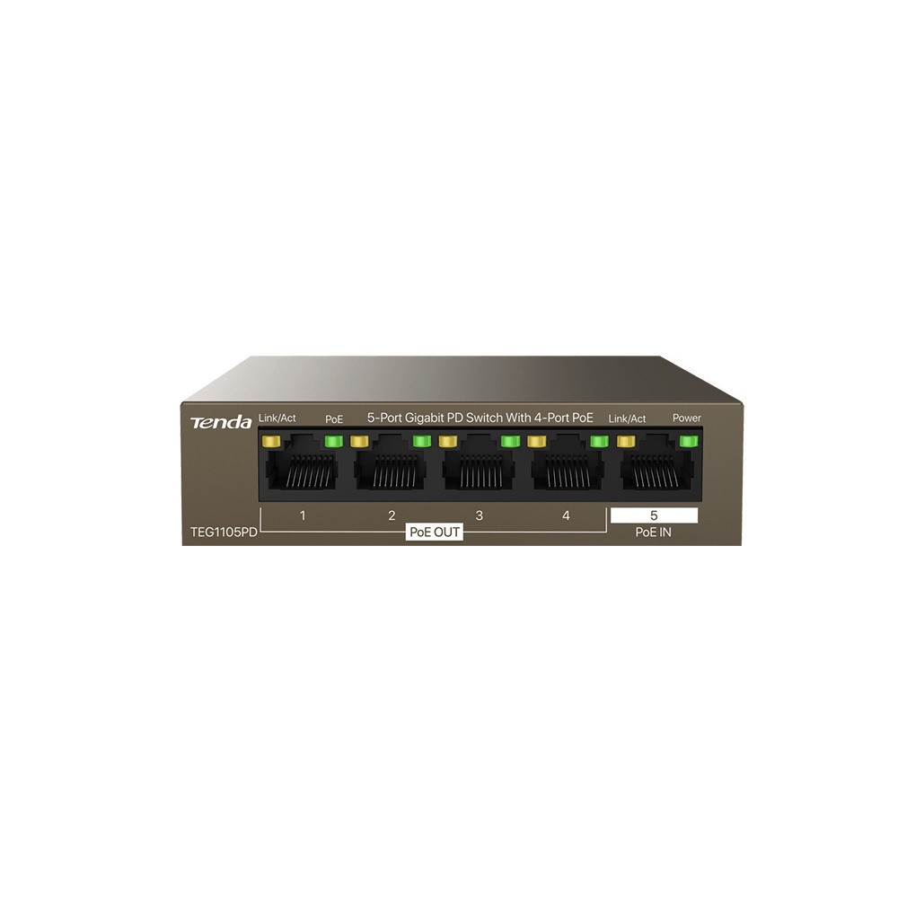 Tenda TEG1105PD 5 Port 10/100/1000 4 Port Poe Yönetilemez Rack Mount Switch