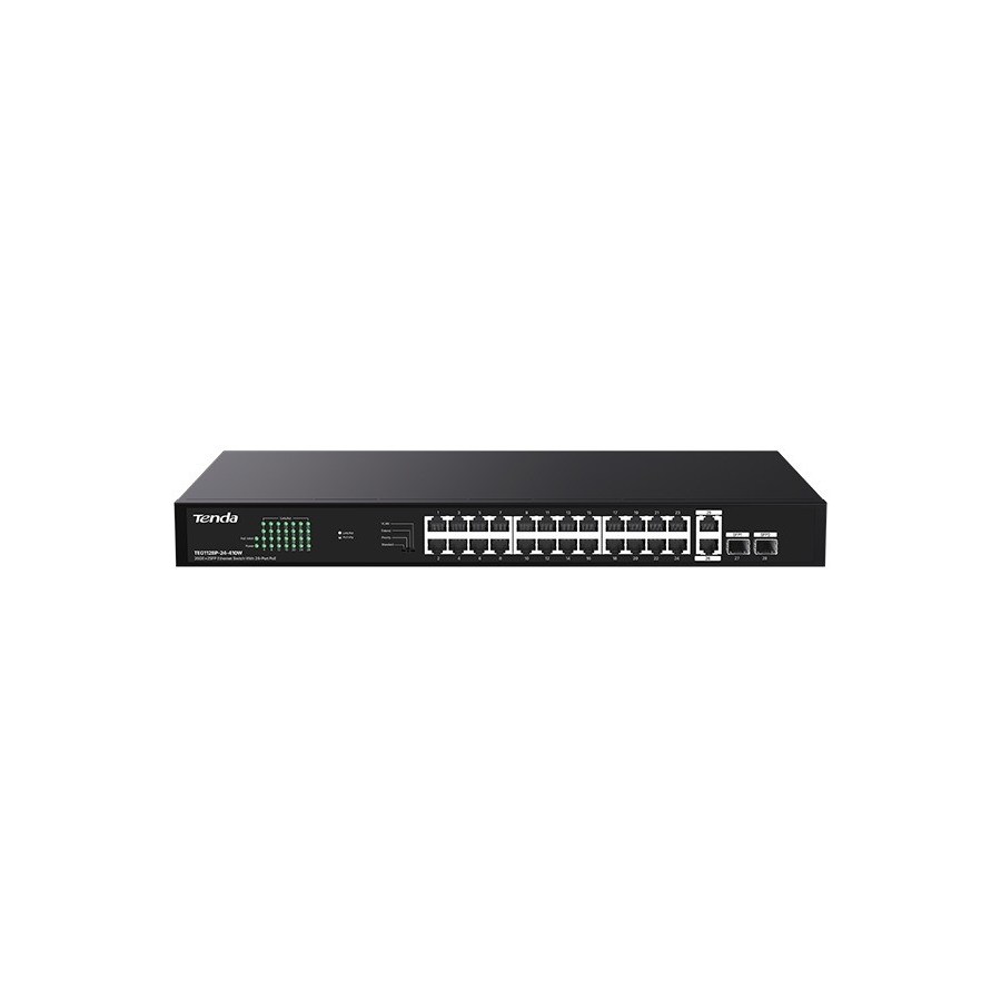 Tenda TEG1128P-24-410W 24 Port 10/100/1000 Poe 2 Port Uplink +2 Sfp 410W Yönetilemez Rack Mount Switch