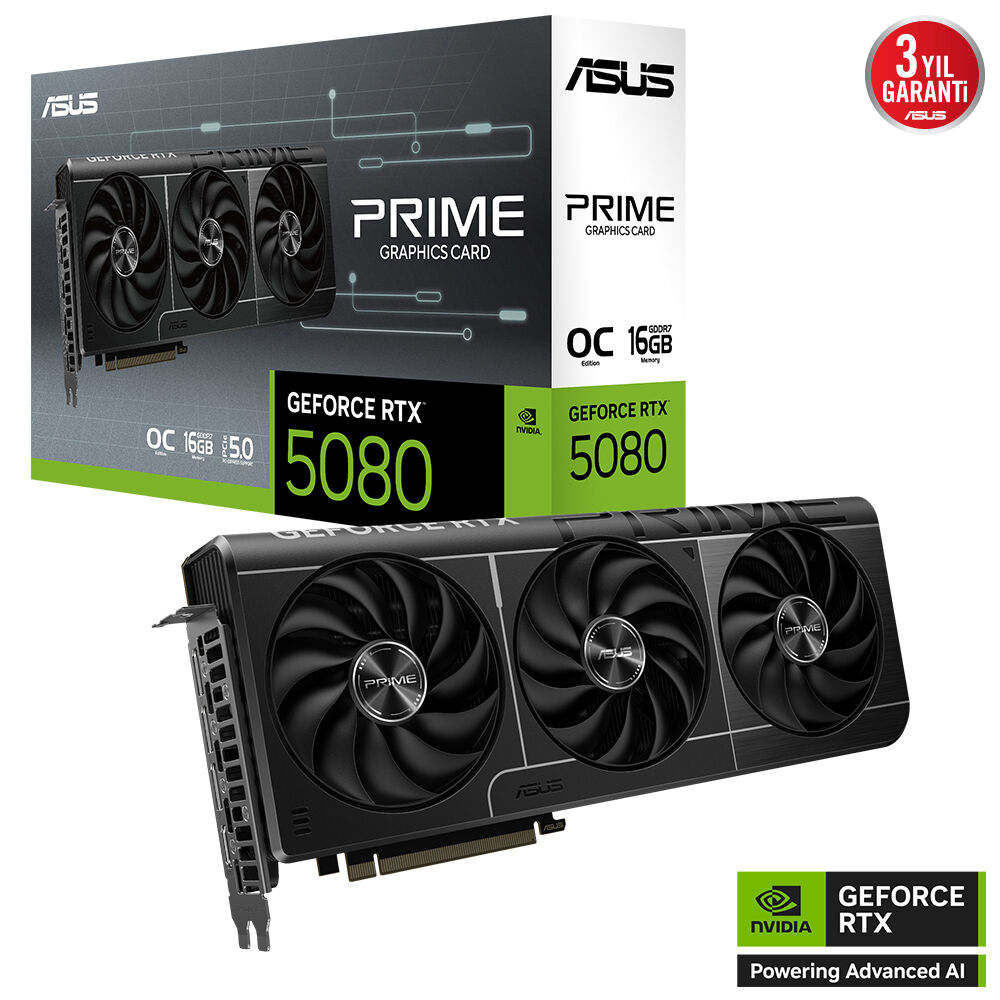 Asus PRIME-RTX5080-O16G RTX5080 16Gb Gddr7 256Bit 3xDp/1xHdmi Ekran Kartı