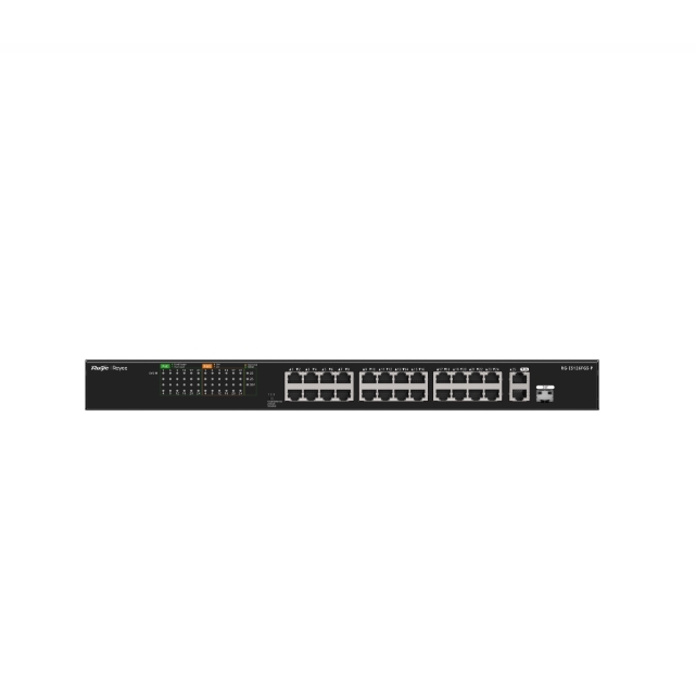 Ruijie Reyee RG-ES126FGS-LP 24 Port 10/100 24 Port PoE 2 Port Uplink + 1 SFP 180 Watt Yönetilemez Rack Mount Switch