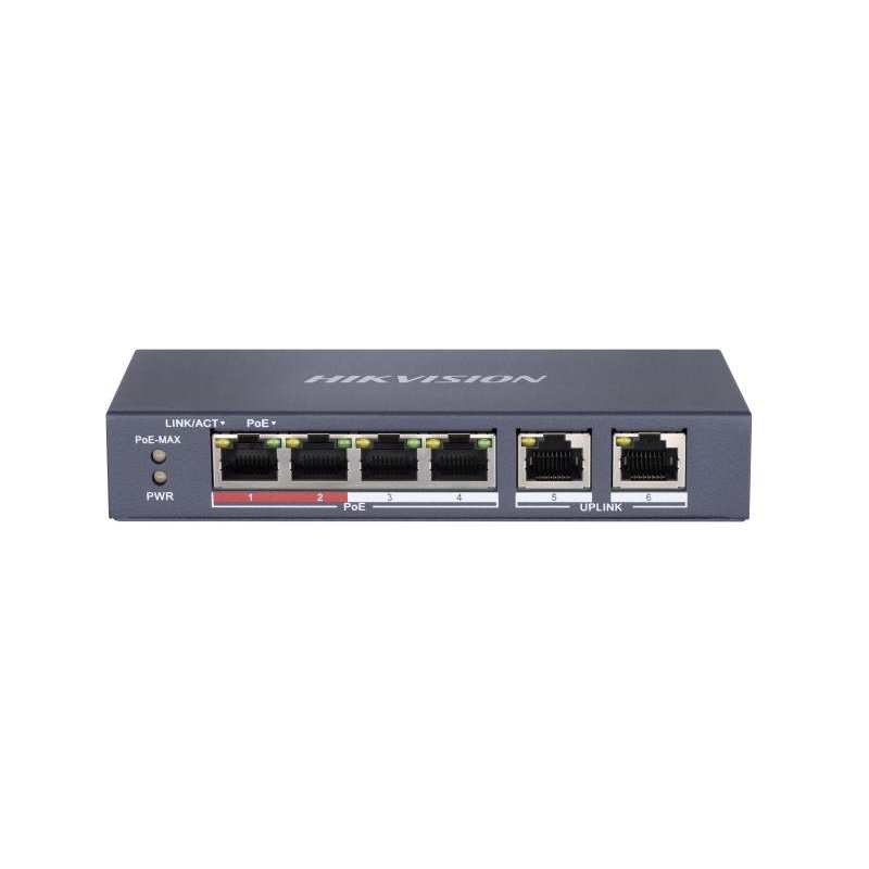 Hikvision DS-3E0106P-E/M 10/100 4 Port Poe 2 Port Uplink Fast Ethernet Switch