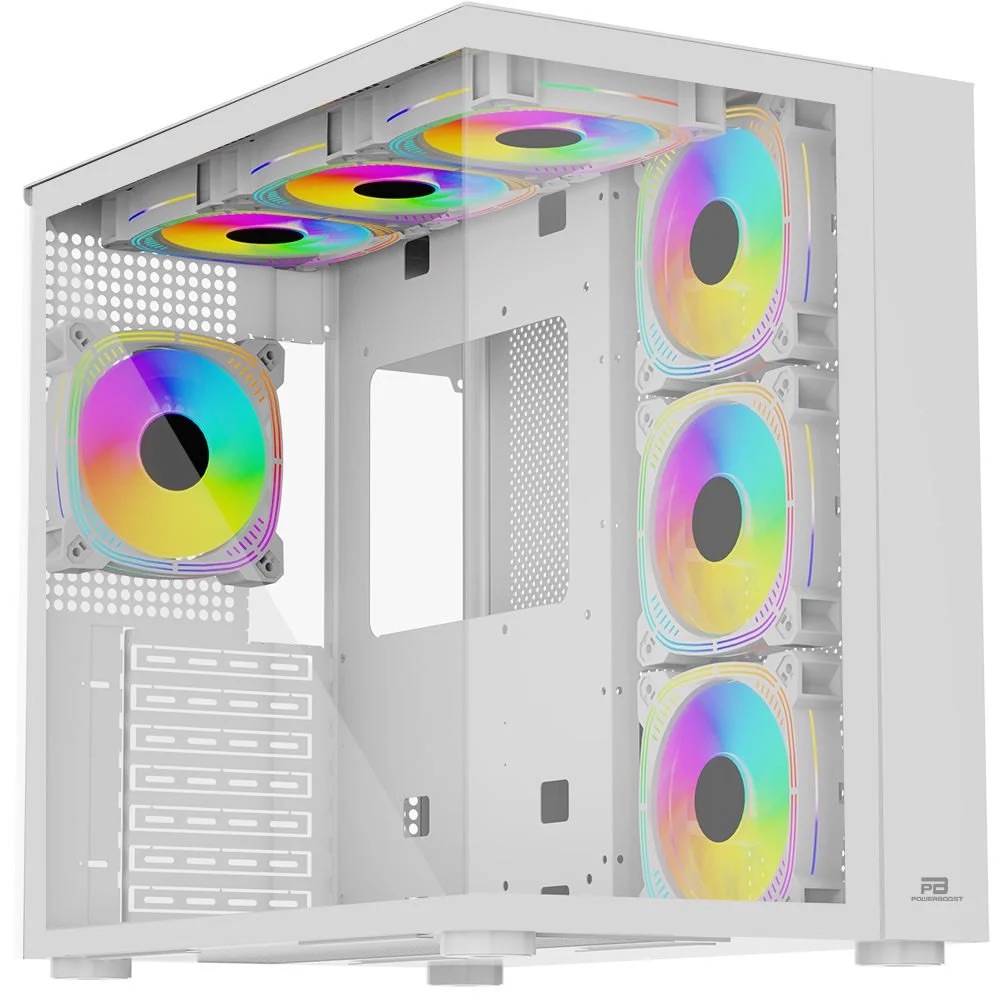 PowerBoost PB-SS02W 7x ARGB Fan ATX Sea View Usb3.0 Beyaz Kasa