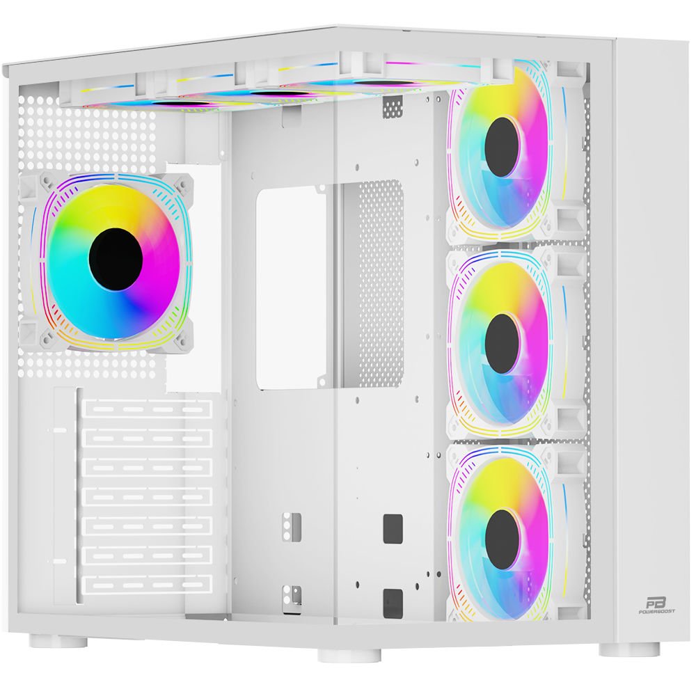 PowerBoost PB-SS02W 7x ARGB Fan ATX Sea View Usb3.0 Beyaz Kasa
