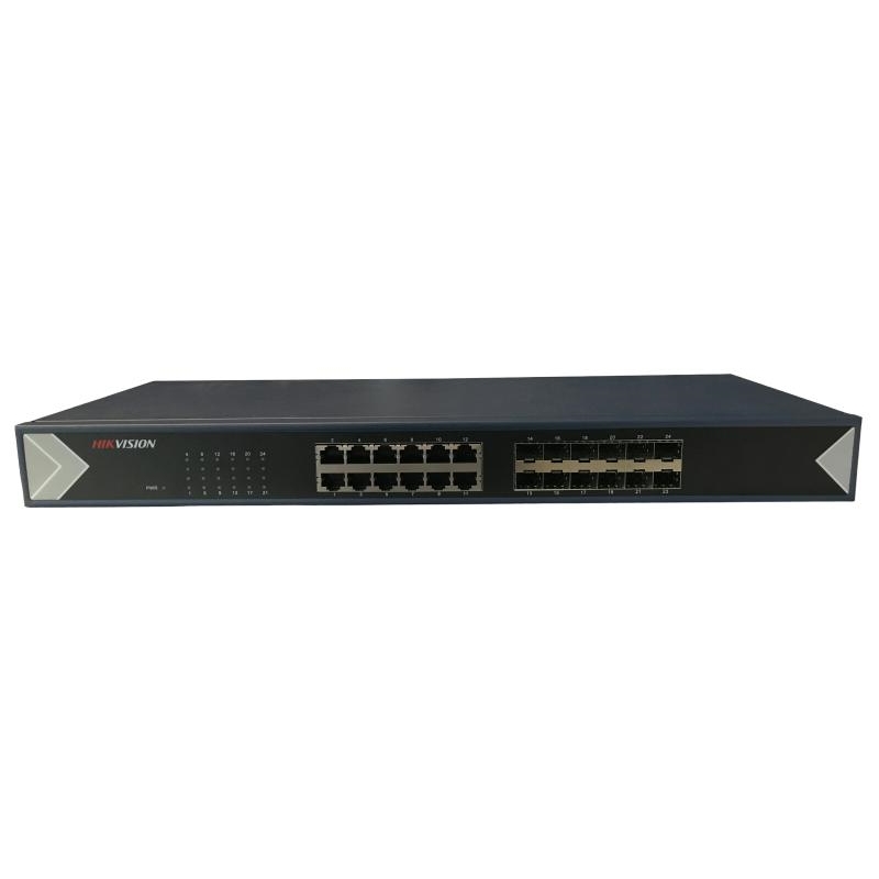 Hikvision DS-3E0524TF 24 Port Gigabit (12x RJ45 LAN 12x SFP) Yönetilemez Switch