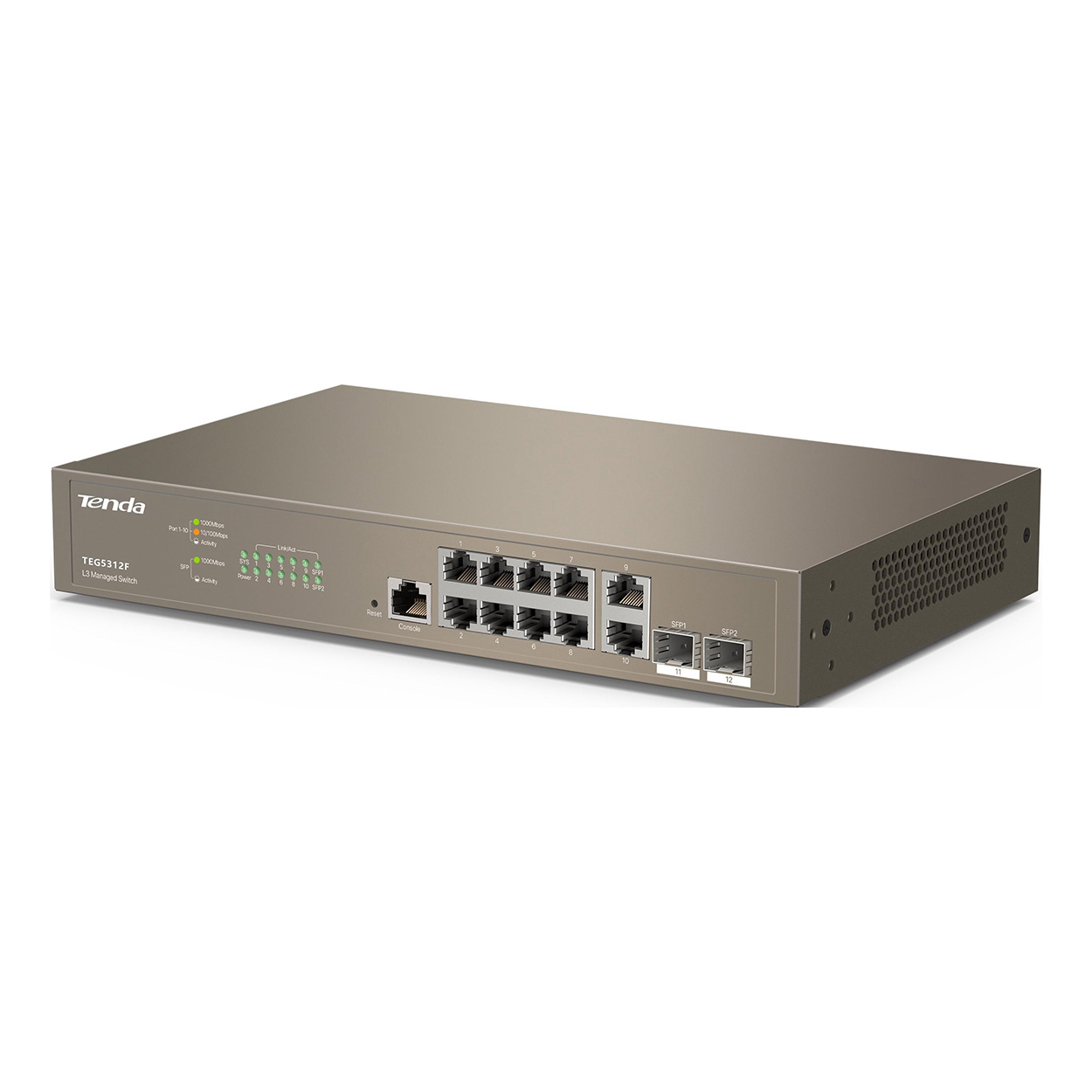 Tenda TEG5312F 10 Port 10/100/1000 2xSfp Yönetilebilir Rack Mount Switch