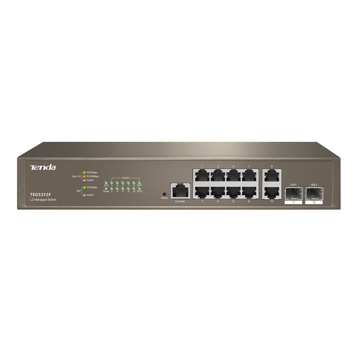 Tenda TEG5312F 10 Port 10/100/1000 2xSfp Yönetilebilir Rack Mount Switch