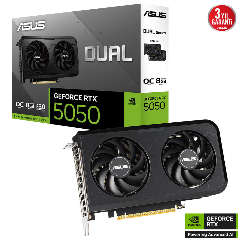 Asus DUAL-RTX5050-O8G RTX5050 8Gb Ddr7 128Bit 3xDp/1xHdmi