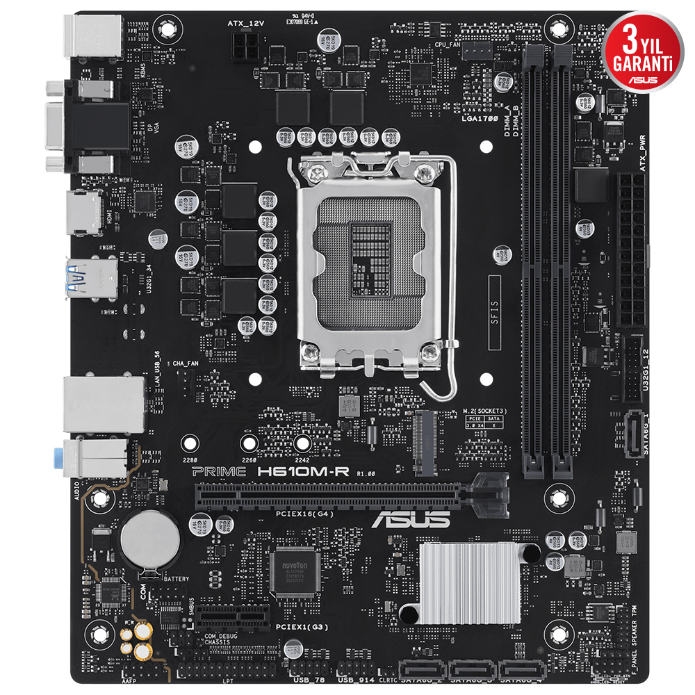 Asus Prime H610M-R-SI 2xDdr5 Vga/Hdmi/Dp 1xM.2 1xGlan 1700P Anakart