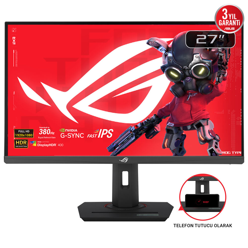 Asus Rog Strix XG279CNS 27’’ 0.3Ms 380Hz 1920x1080 HDMI/DP/TYPE-C Pivot Siyah Ips Gaming Monitör