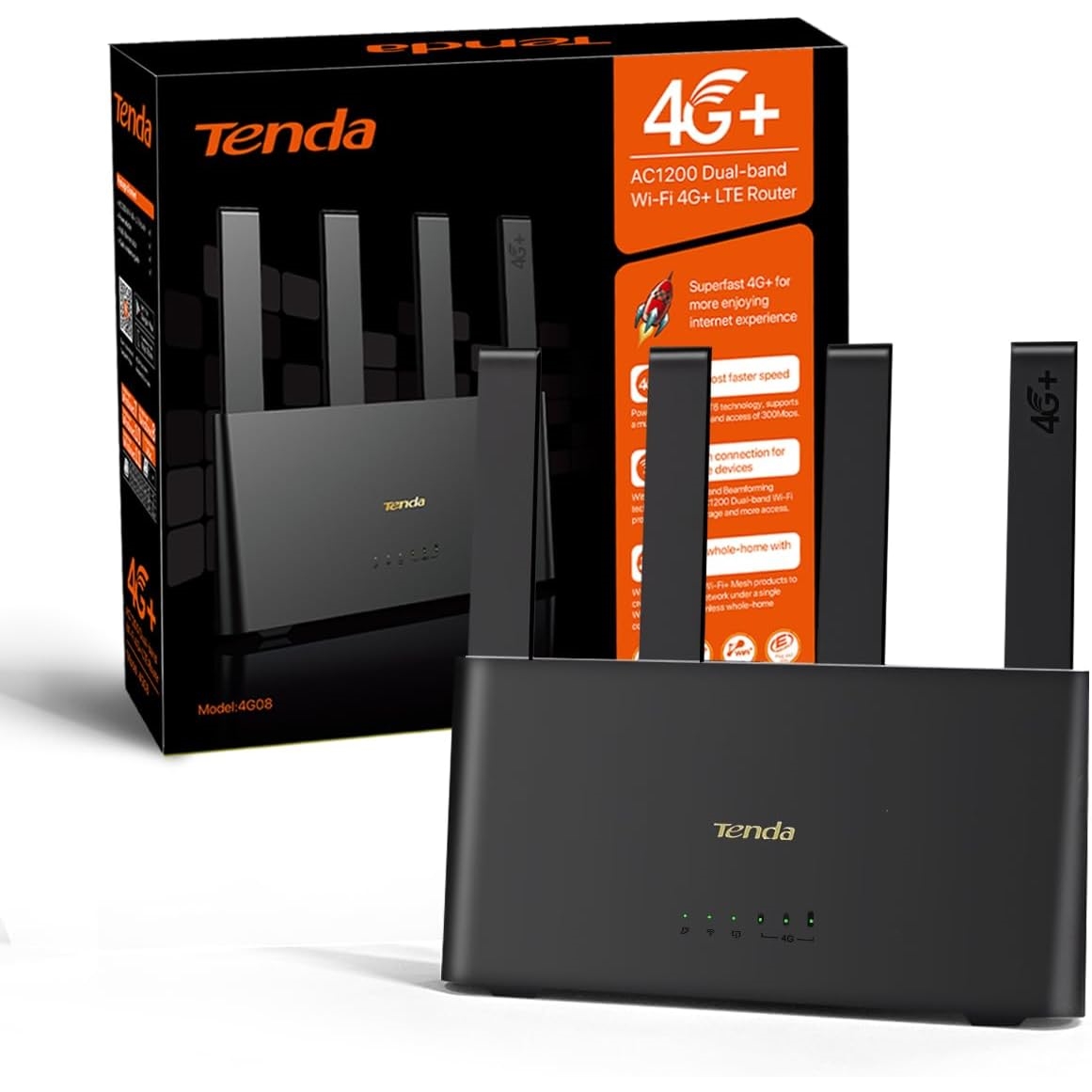 Tenda 4G08 AC1200 2Port 4 Anten 4G Lte Indoor Sim Kart Girişli Router
