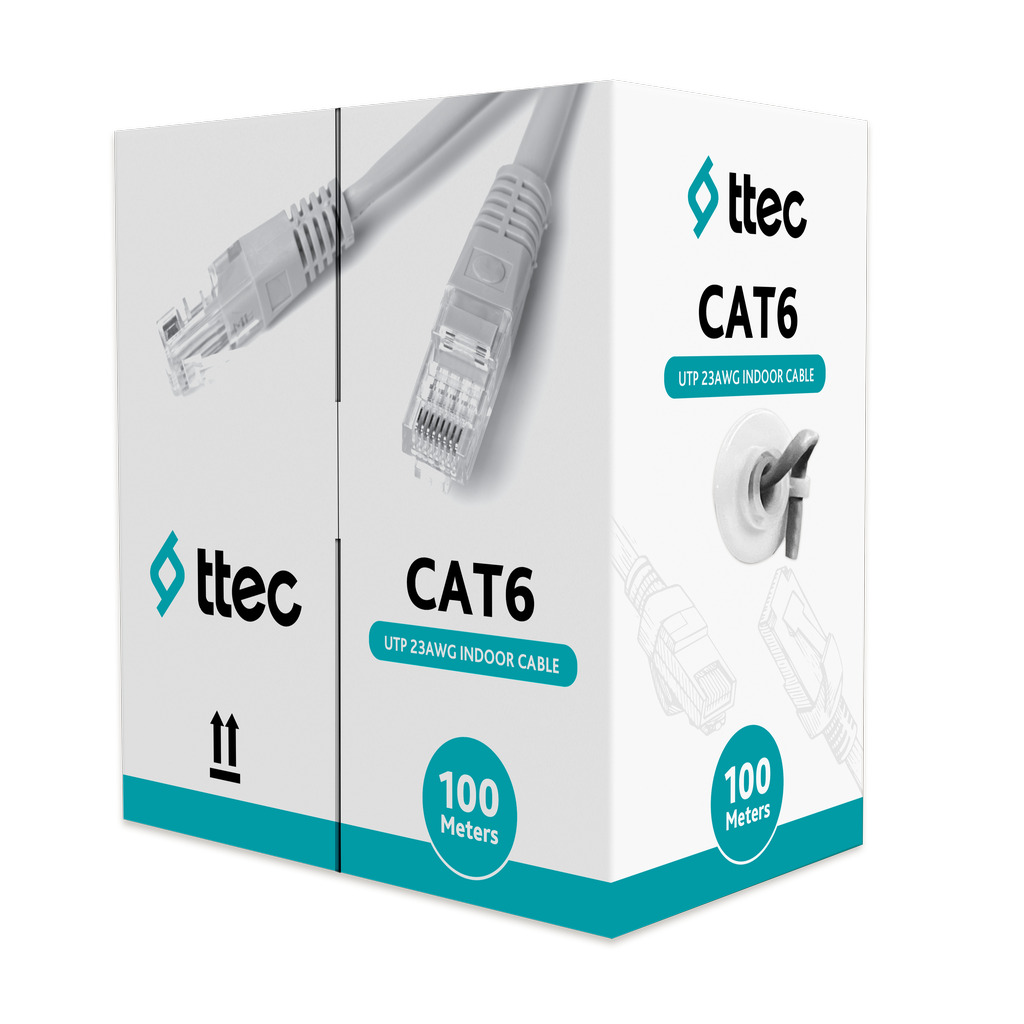 Ttec KBL-CAT6-23CCA/IN100G 100Mt U/Utp Cat6 Network Pvc Kablo Gri Cca 0.55Mm