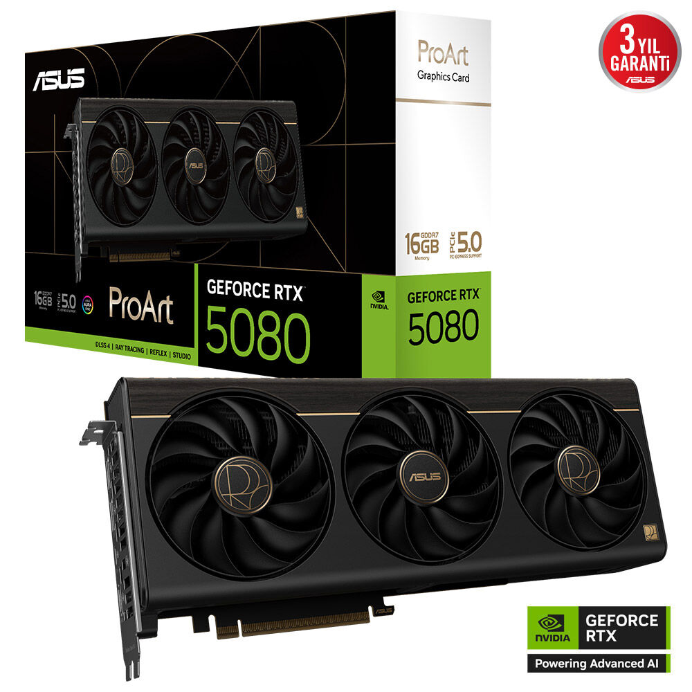 Asus Proart-RTX5080-O16G RTX5080 16Gb Gddr7 256Bit 3xDp/2xHdmi
