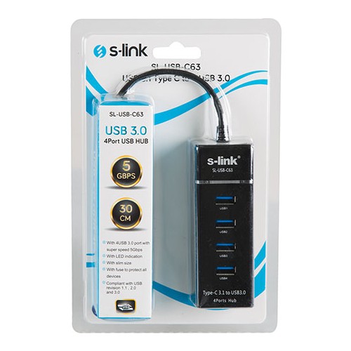 S-link%20SL-USB-C63%20Usb%203.1%20Type-c%20To%204%20Port%20Çevirici