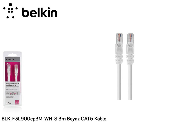 Belkin%20BLK-F3L900cp3M-WH-S%203m%20Beyaz%20Cat5%20Kablo