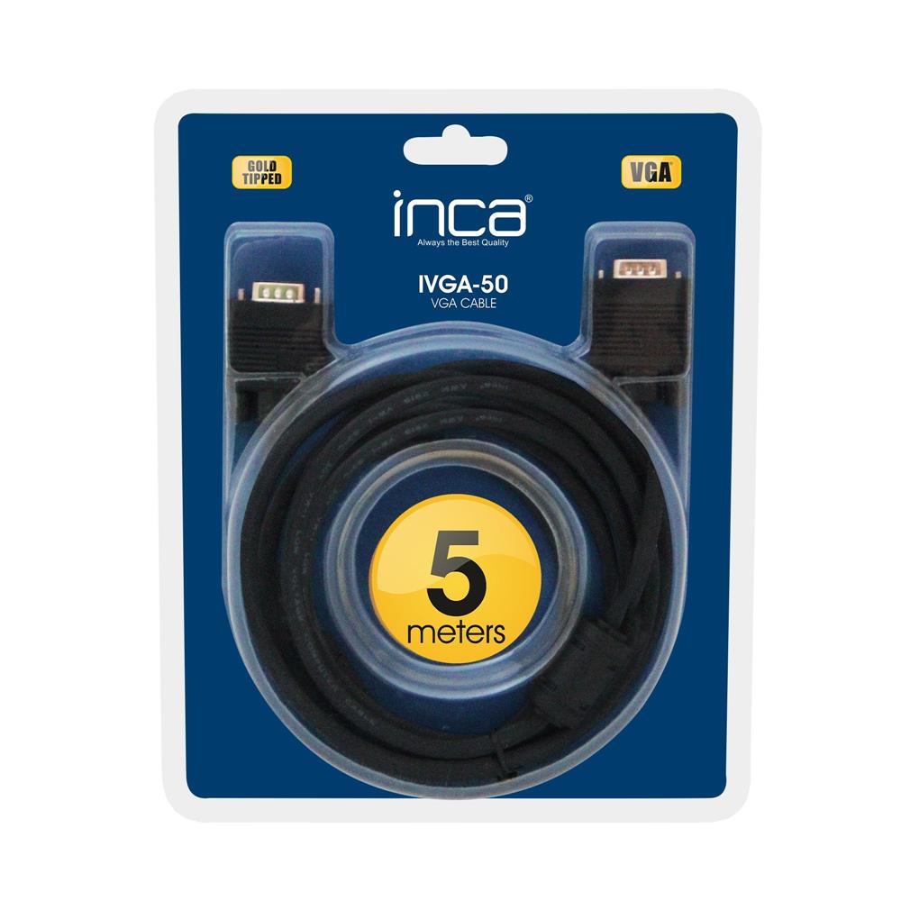 Inca IVGA-50 Vga 5MT Altın Uçlu Blister VGA Kablo (%99.50 Bakır)